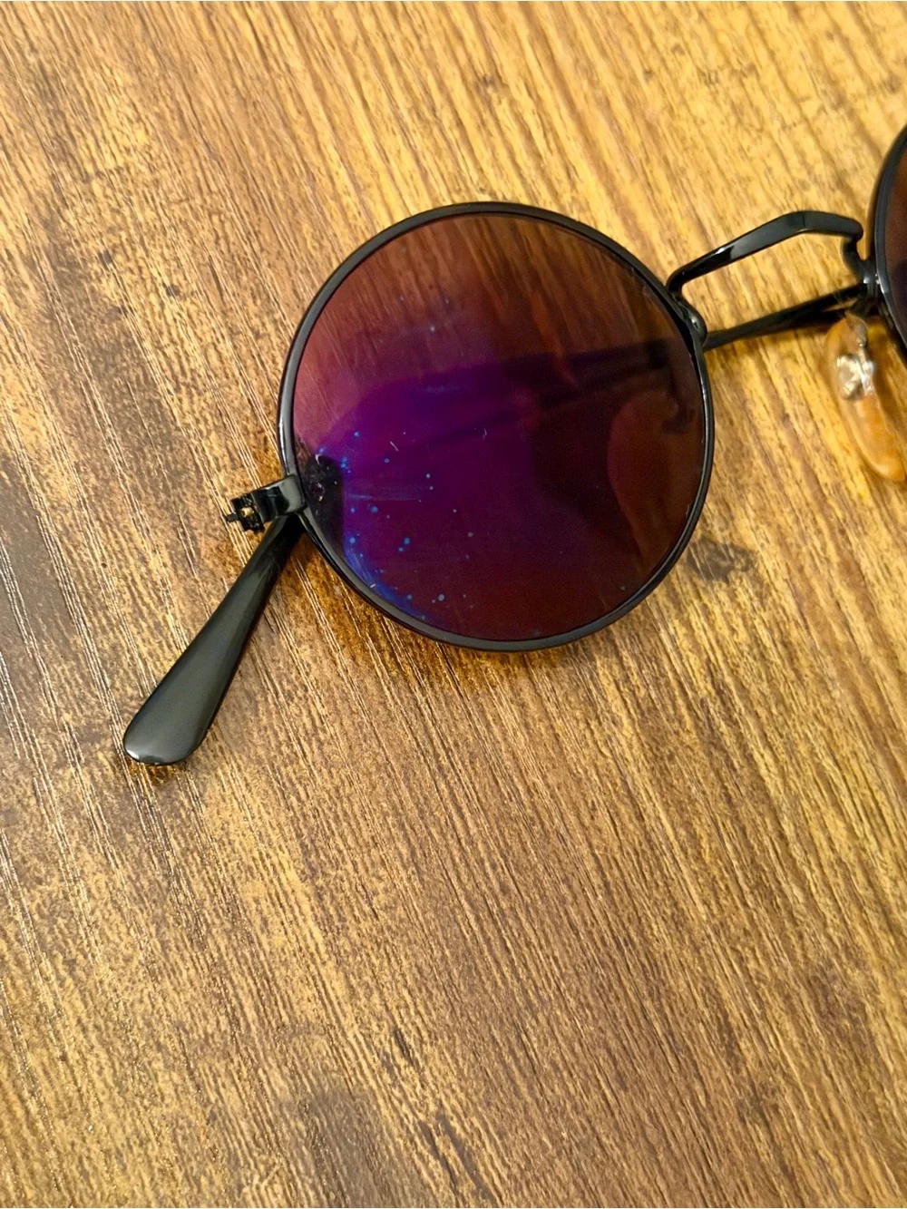 Vintage John Lennon Teashade Sunglasses Smoke Lenses Black Metal 1990s
